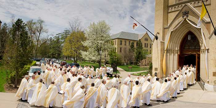 Concelebrants enter the Basilica of the Sacred Heart for the 2011 Ordination Mass.